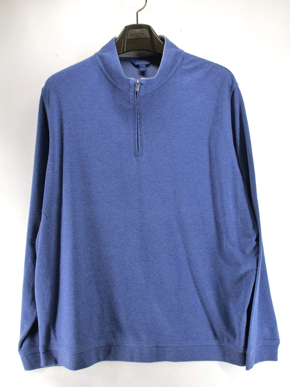 David Donahue Quarter Zip Pullover Sweater Heather Blue Cotton Modal Mens XXL